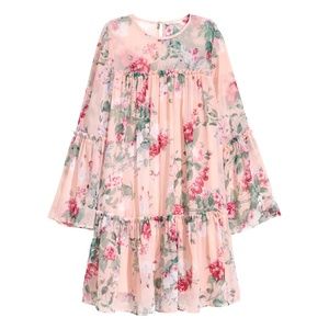 Light Pink Floral Chiffon Dress EUC